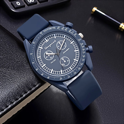 Imitation Three-Eyes Dial Silicone Band Quartz Sports Watch