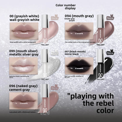 Playful Rebellious Lip Gloss Planet  Mouth Black Mouth Silver Mouth Gray Lip Oil Mirror Water Gloss