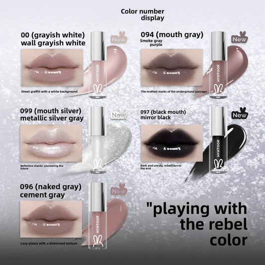Playful Rebellious Lip Gloss Planet  Mouth Black Mouth Silver Mouth Gray Lip Oil Mirror Water Gloss