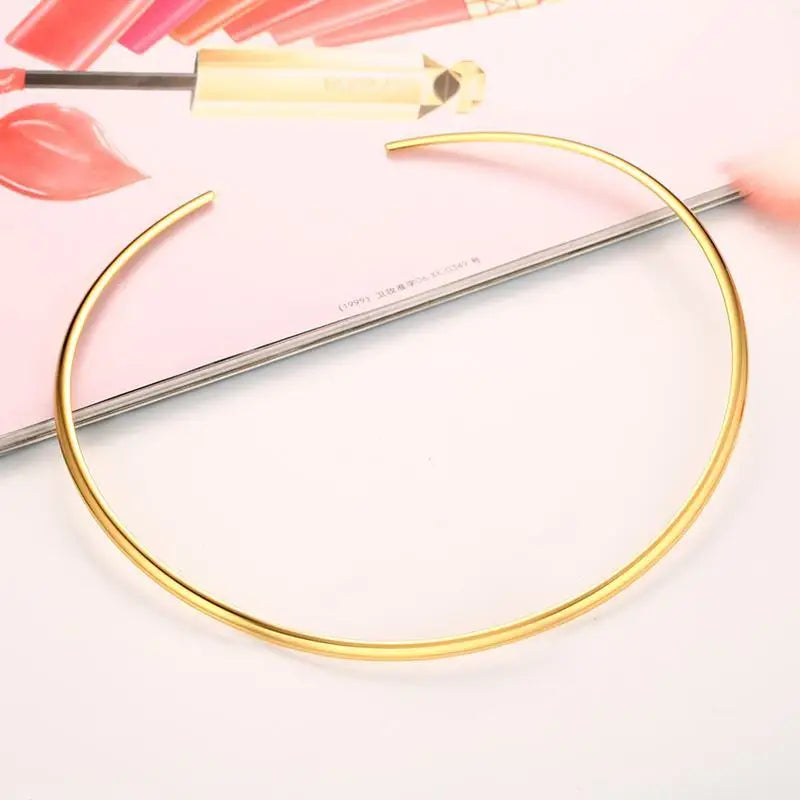 Stainless Steel Chocker Collar Open Neck Cuff Torques Minimalist Necklace
