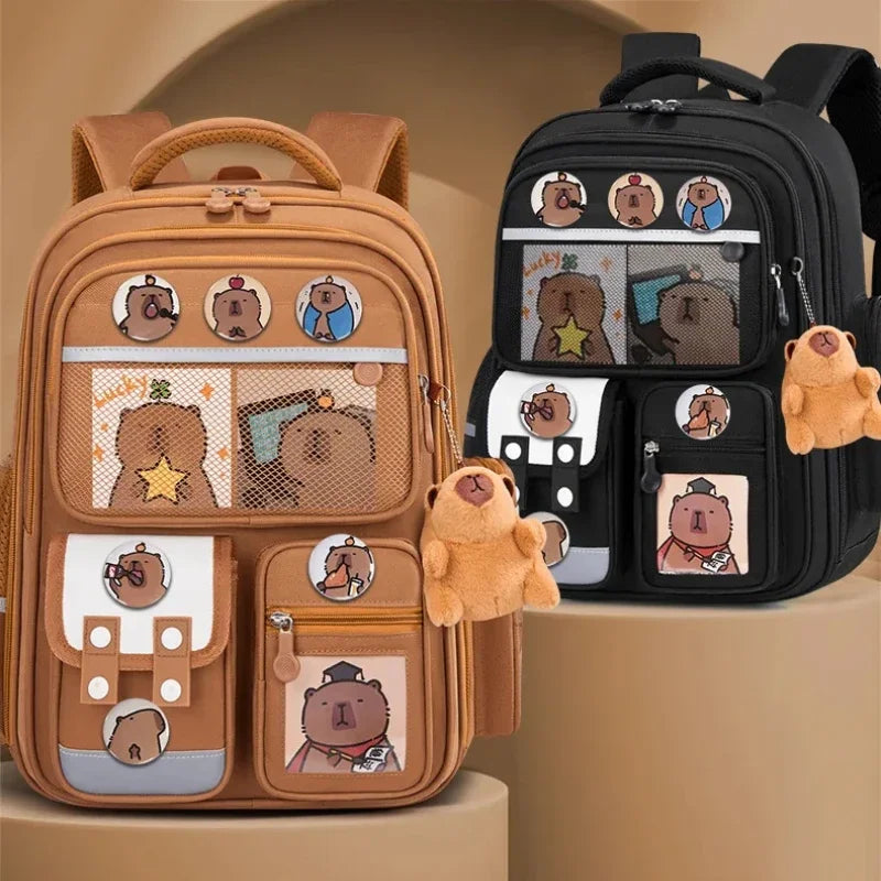 Capybara Children Backpack Waterproof Student Schoolbag Large Capacity