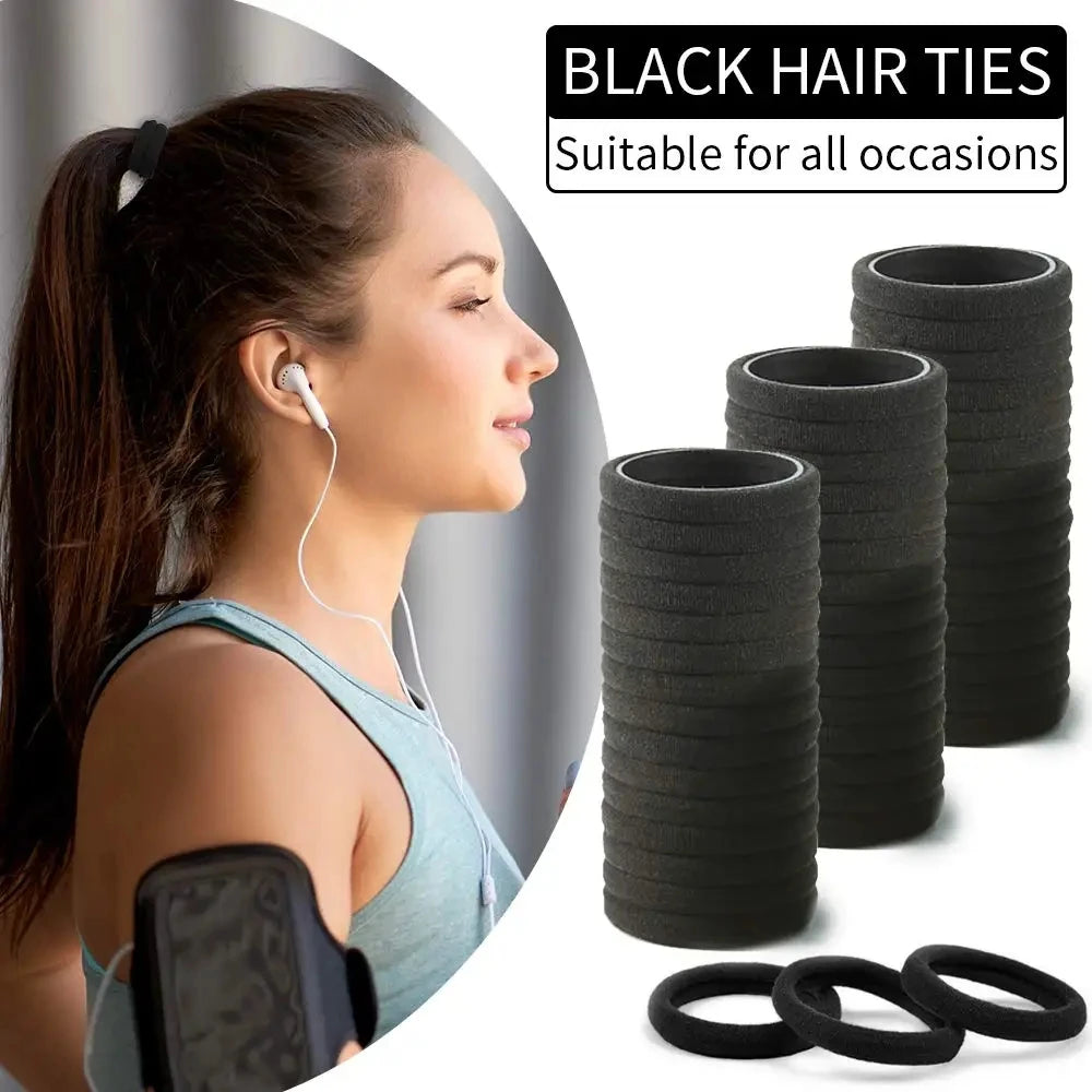 50/100pcs Black Hair Bands