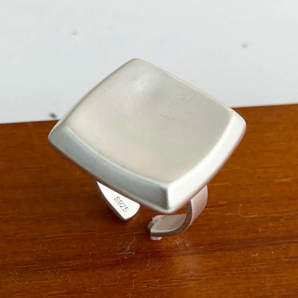 925 Sterling Silver Geometric Wide Sparkling Ring