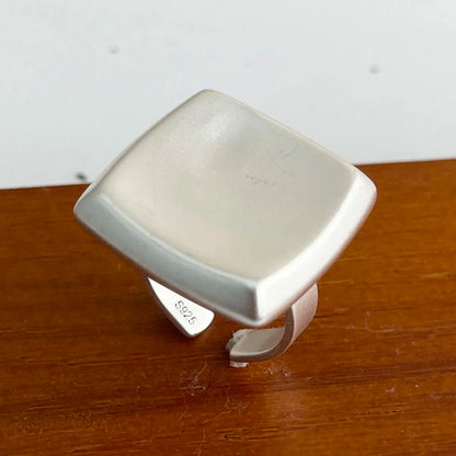 925 Sterling Silver Geometric Wide Sparkling Ring