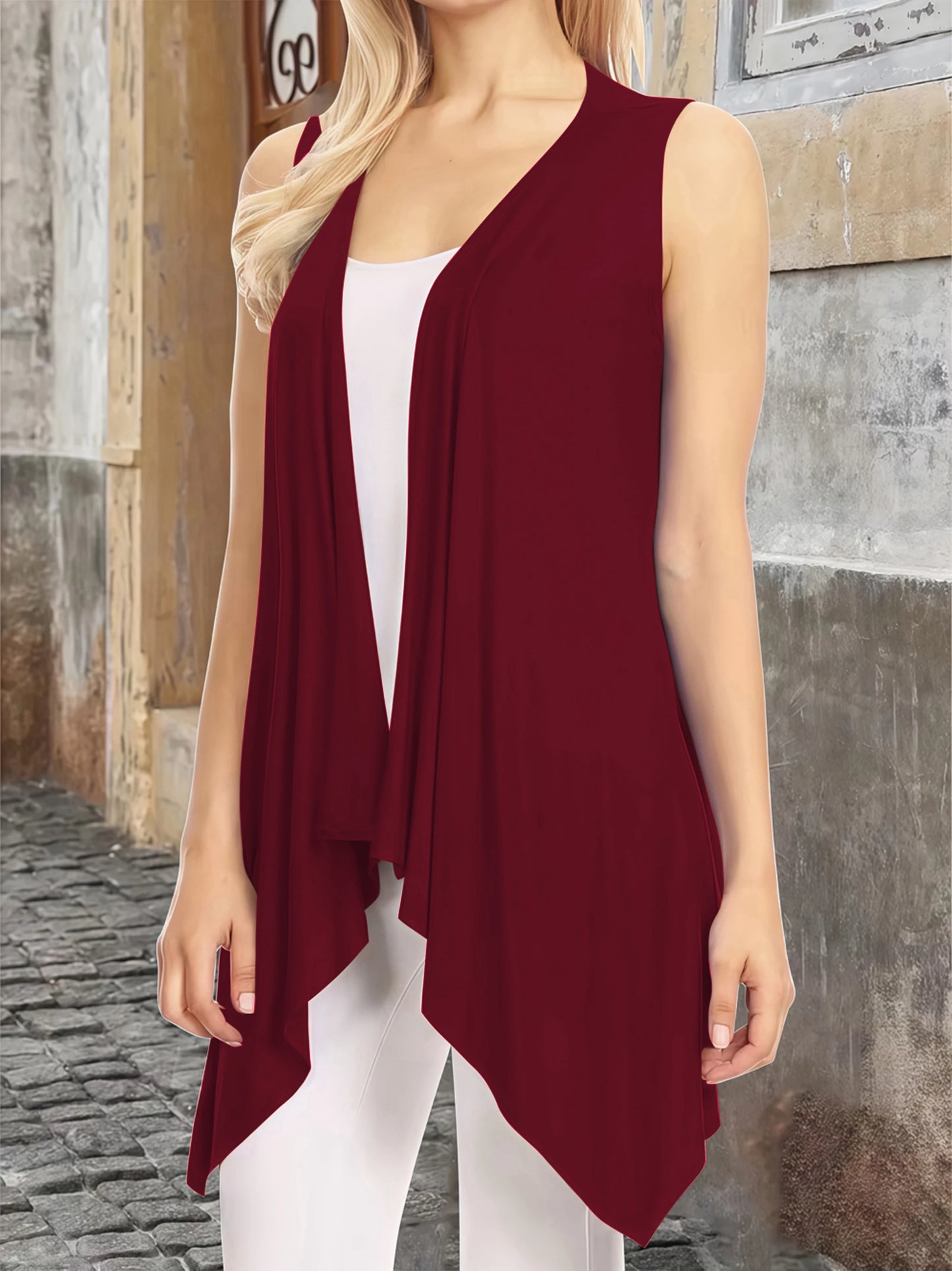 Elegant Lightweight Sleeveless Open Front Long Duster Vest