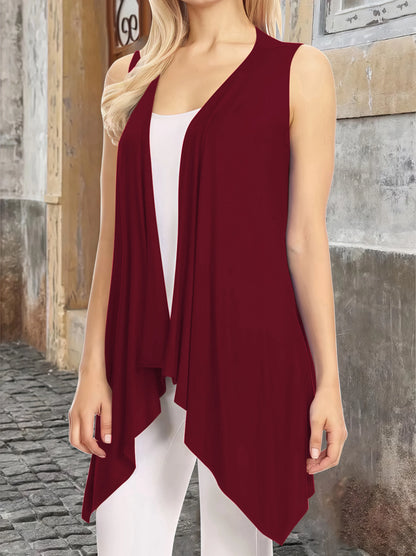 Elegant Lightweight Sleeveless Open Front Long Duster Vest