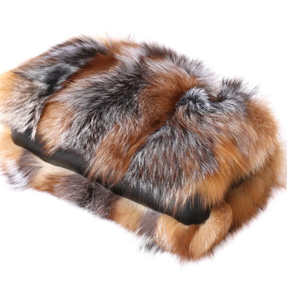 Real Fox Fur Large Size Plush Crossbody Luxury Handbags Fluffy Tote Bag