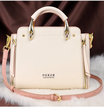 Split Leather Shoulder Elegant Large Tote Bag