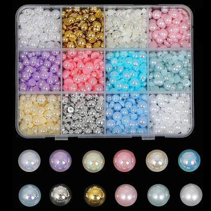 12/15Grids Acrylic Flower Nail Charms Mix Colors Set