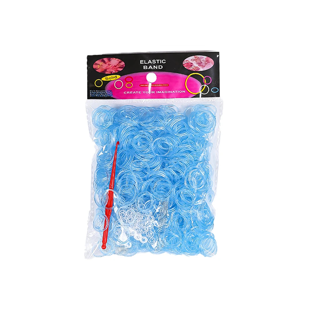 600Pcs Color Rubble Loom Wristbands Kit Elastic Weaving Lacing Craft
