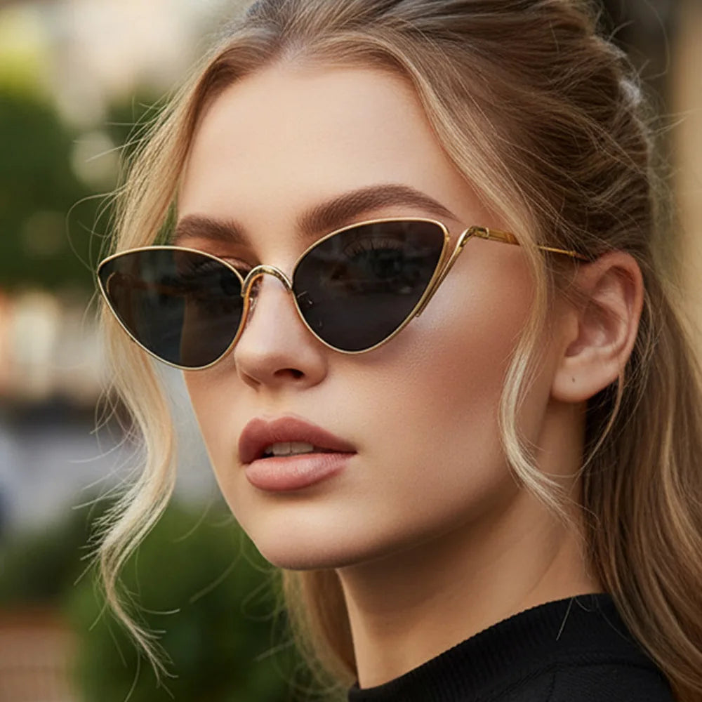 Alloy Triangle Cat Eye Y2K Sexy Outdoor Sun Glasses