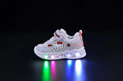 Hello Kitty Led Light Cartoon Leather Sport Sneakers