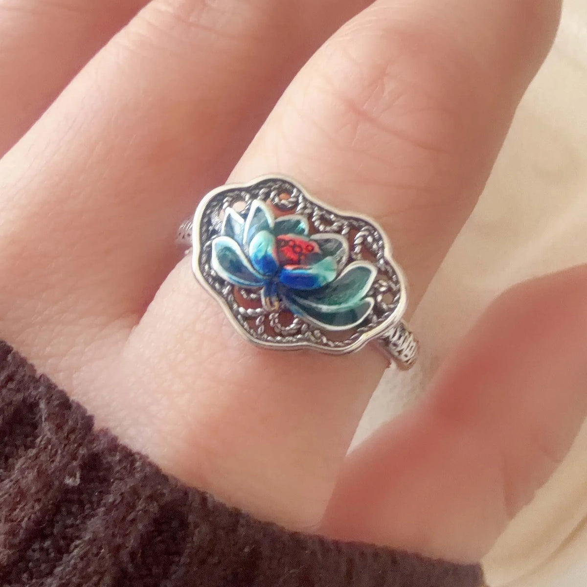 925 Sterling Silver Couple Minimalist Handmade Retro Red Big Stone Ring