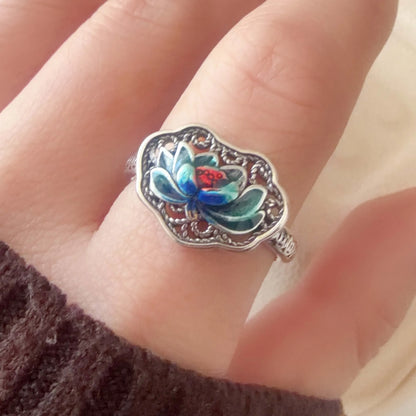 925 Sterling Silver Couple Minimalist Handmade Retro Red Big Stone Ring