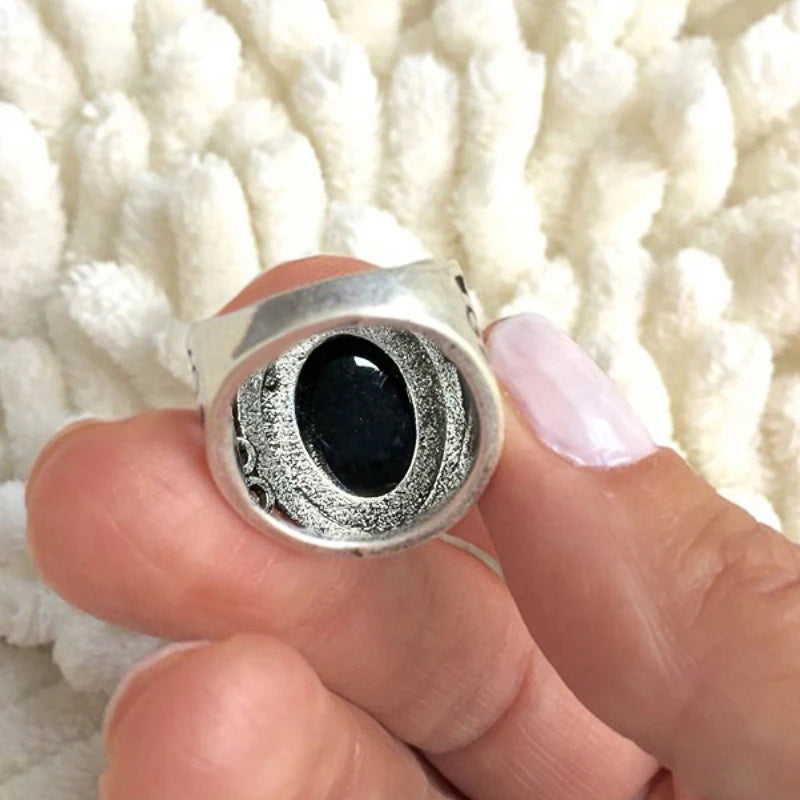 Vintage Big Oval Plastic Stone Ring