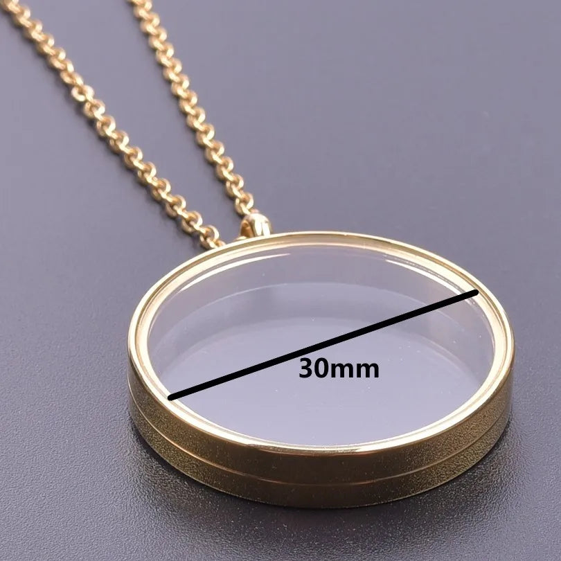 1Pc 10-45mm Round Memory Coin Bezel Locket Pendant Necklaces