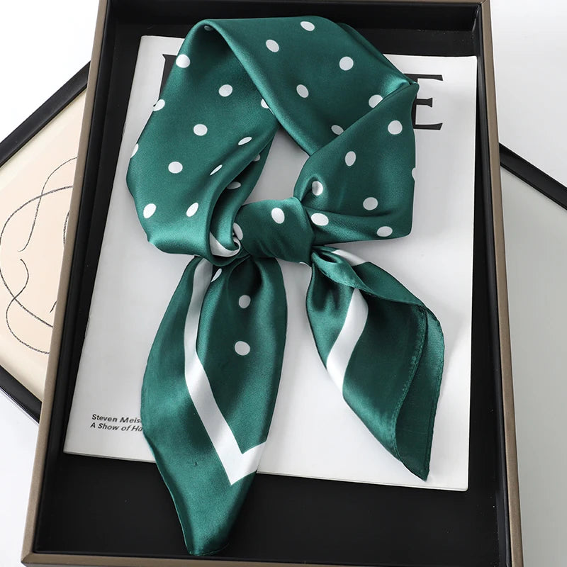 Luxury Silk Square Plaid Satin Scarf