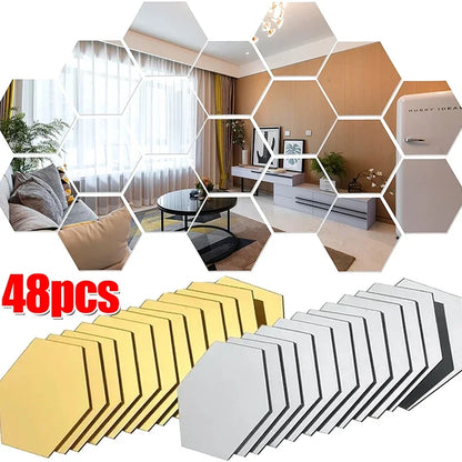 Hexagon Acrylic Mirror Wall Home Decoration Sticker