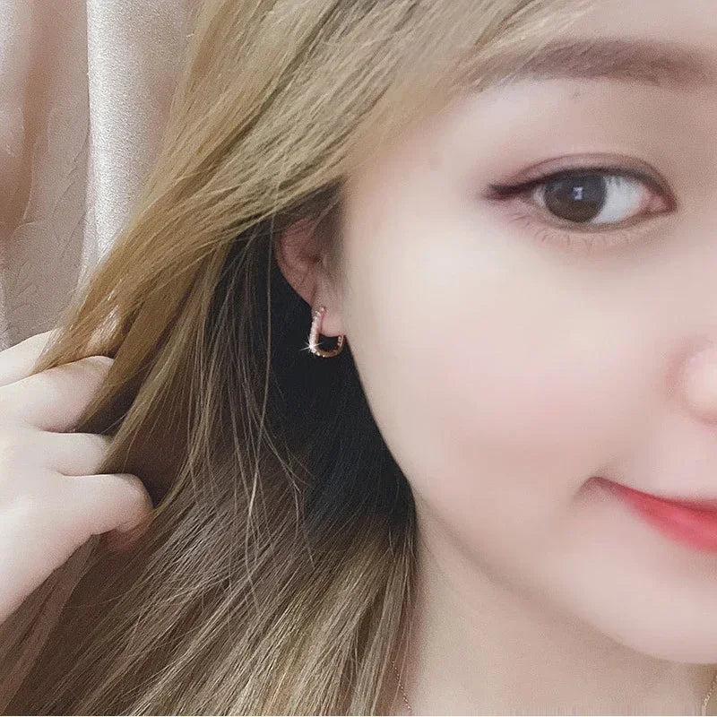 DANA 925 Sterling Silver Crystal Circle Hoop Earrings