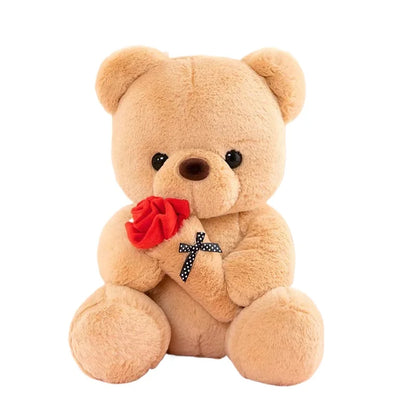 Cute Rose Bear Plush Toy Stuffed Animal Doll