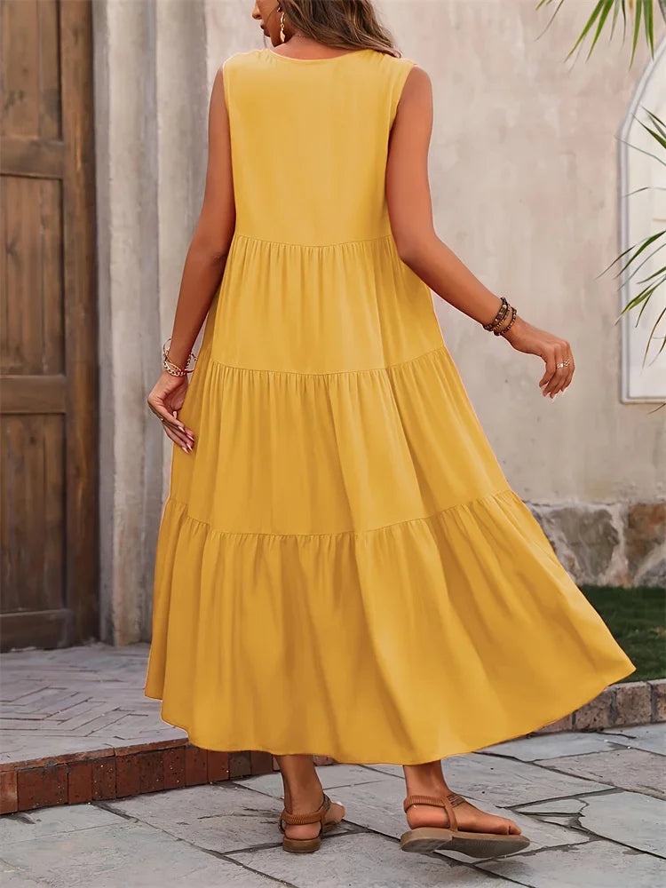 Casual Long Dresses V-neck Loose Dress