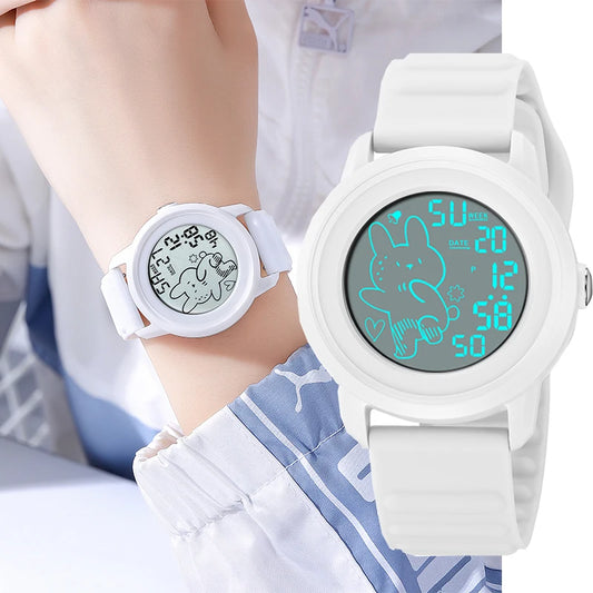 Unisex Digital Carton Rabbit LED Waterproof Watches