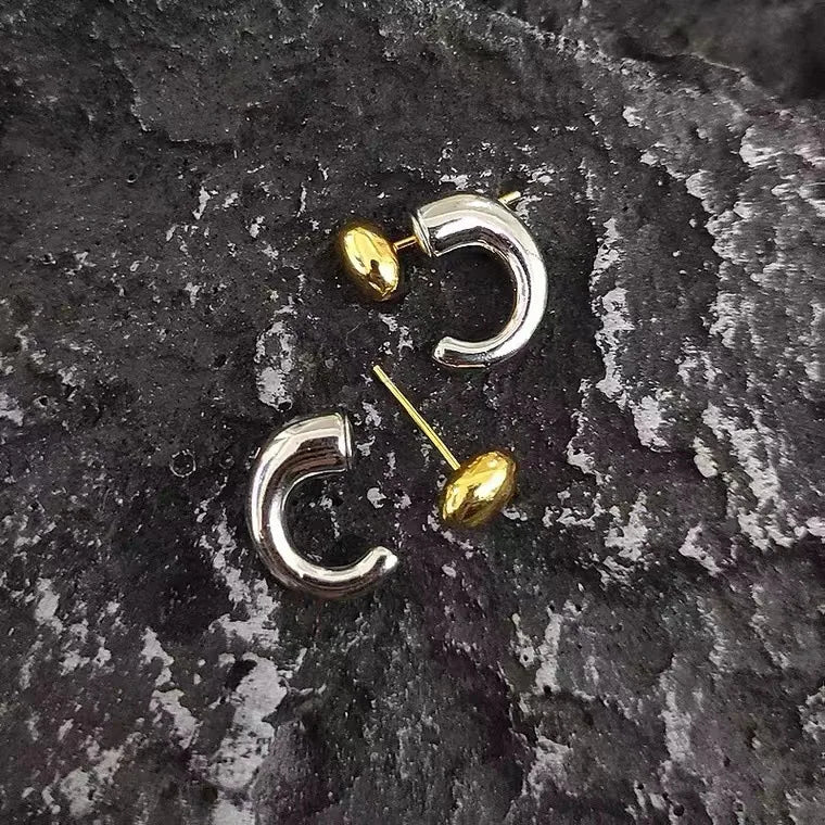 Stainless Steel Metal Splice Stud Earrings