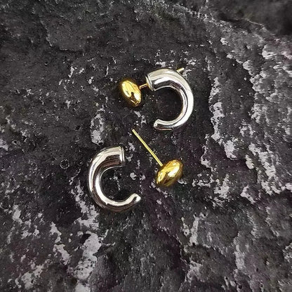 Stainless Steel Metal Splice Stud Earrings