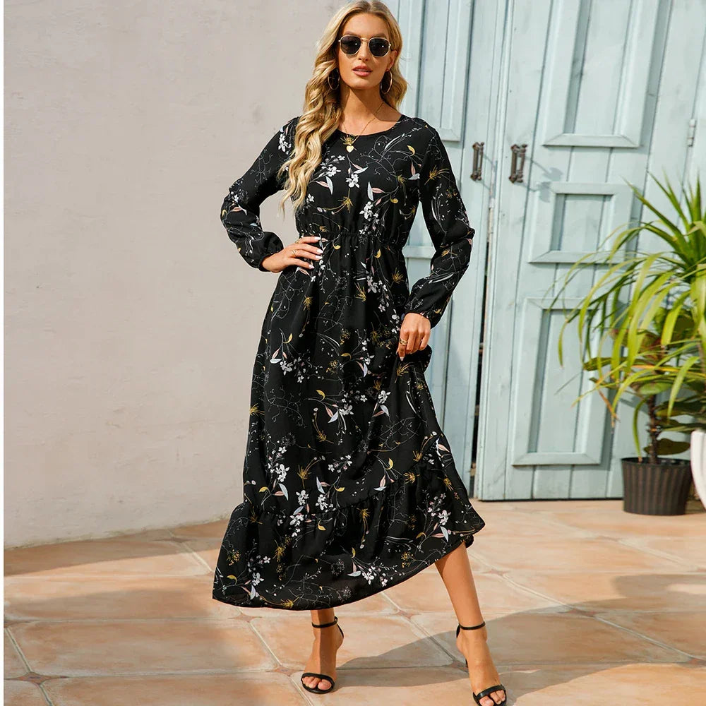 Maxi Bohemian Full Sleeve High Waist Chiffon Long Dress