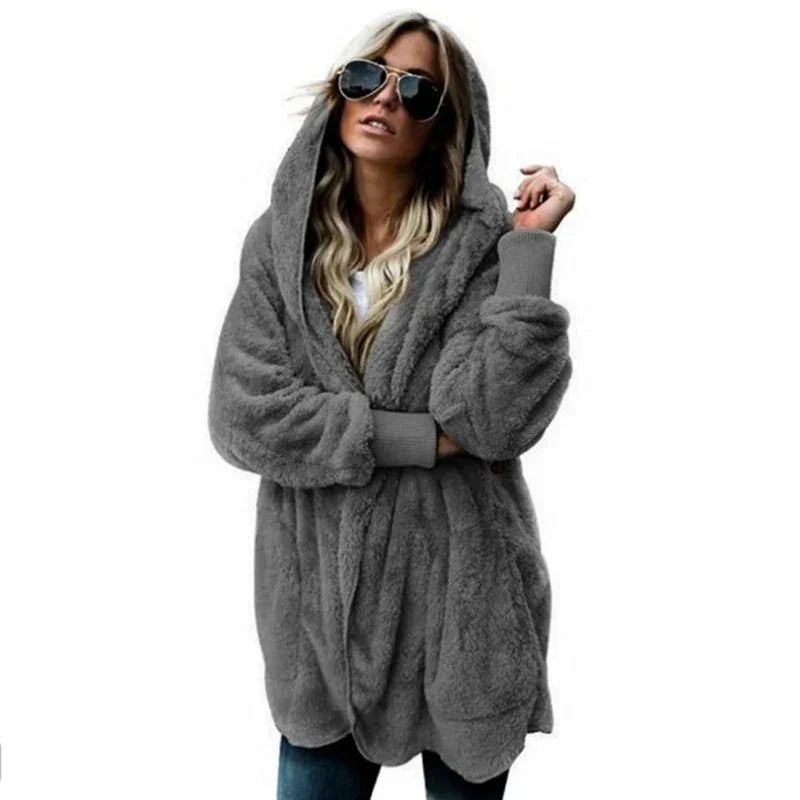 Double Fleece Long Sleeve Oversized Jacket