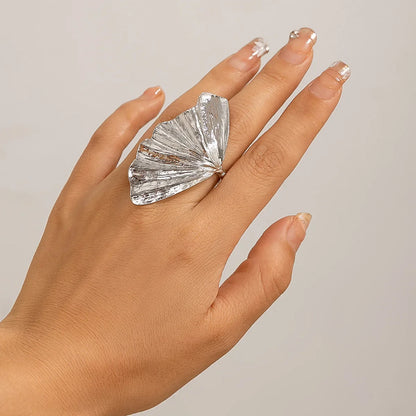 خاتم أوراق الجنكة - خاتم معدني كلاسيكي