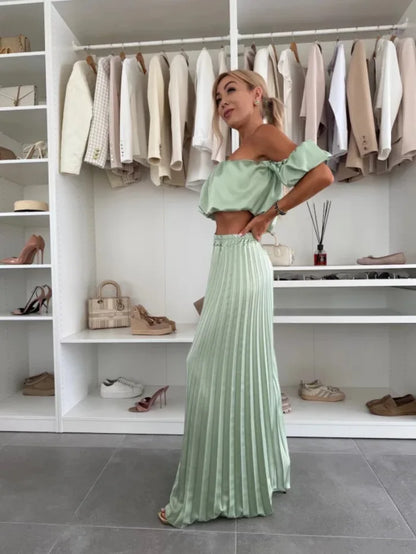 Elegant strapless casual pants Set