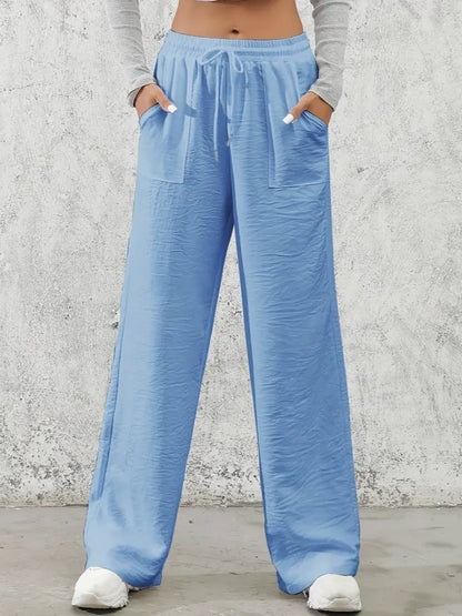Drawstring Wide Leg Pants