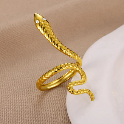 خواتم ثعبان من الفولاذ المقاوم للصدأ مطلية بالذهب 316L