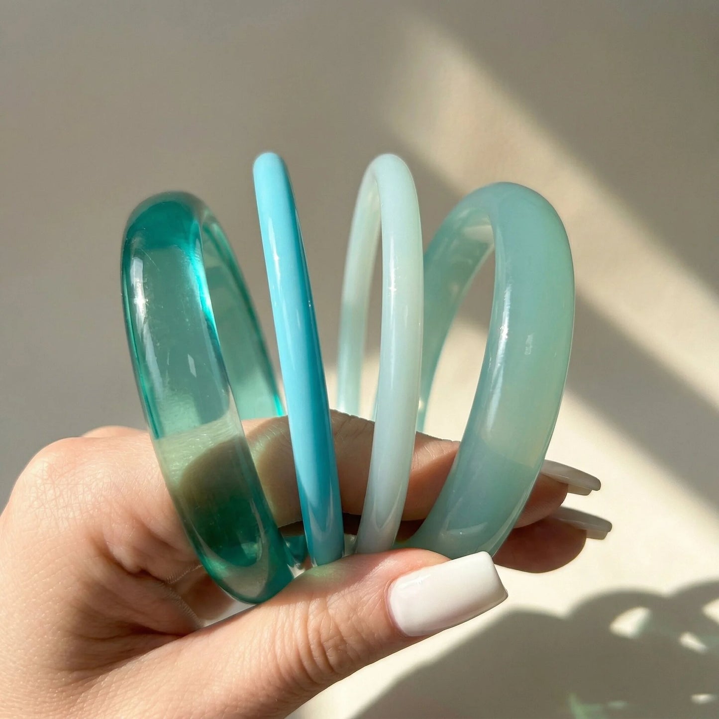 Vintage Resin Acrylic Bangle Korean Texture Charms Cuff Bangles Bracelets Set