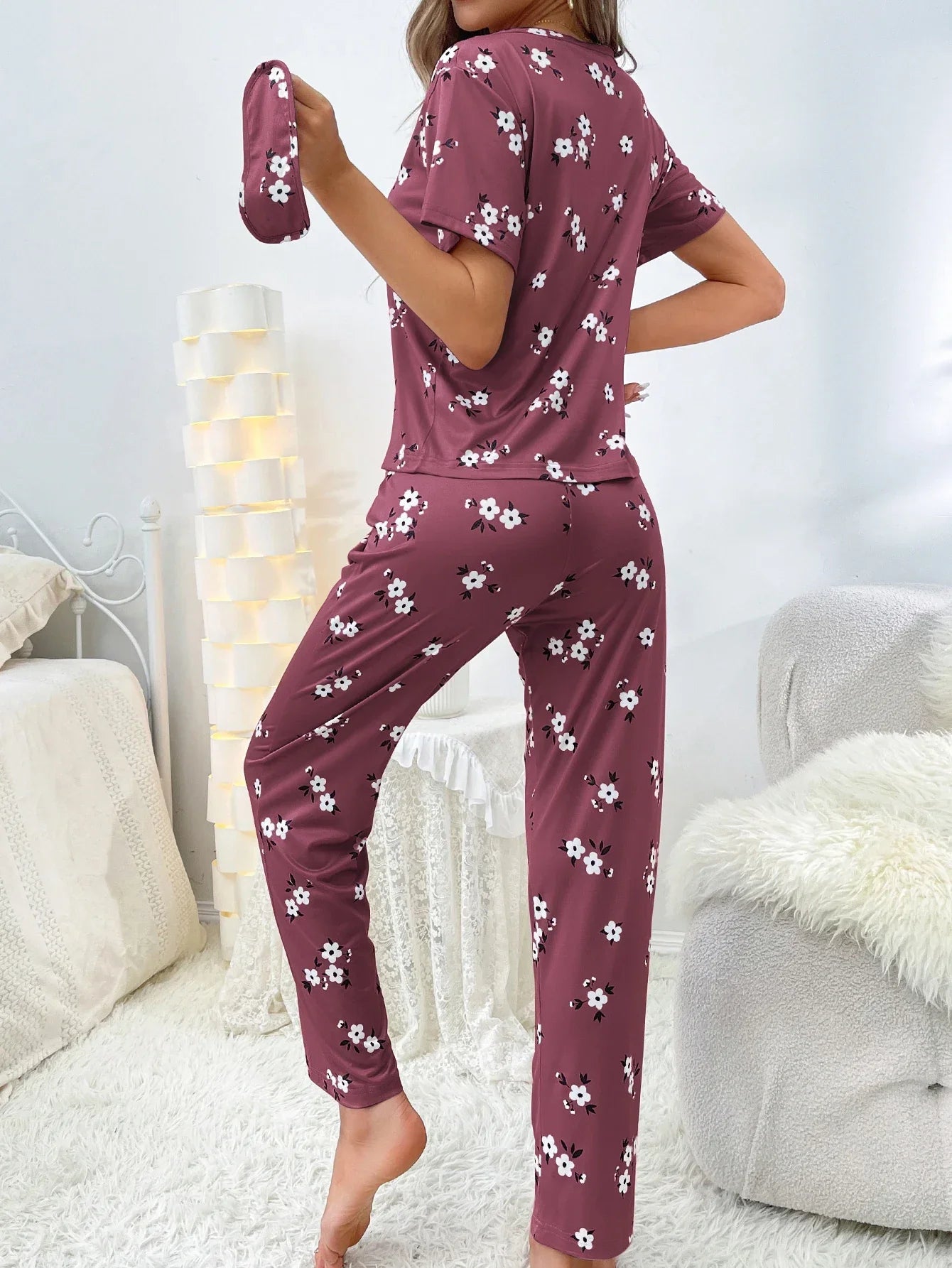 Short sleeve love pattern casual pyjamas