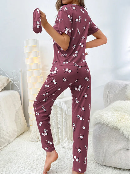 Short sleeve love pattern casual pyjamas