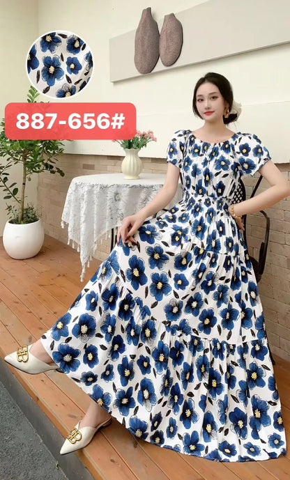 Long Maxi Bohemian Korean Style Floral Vintage Slim Dress Boho