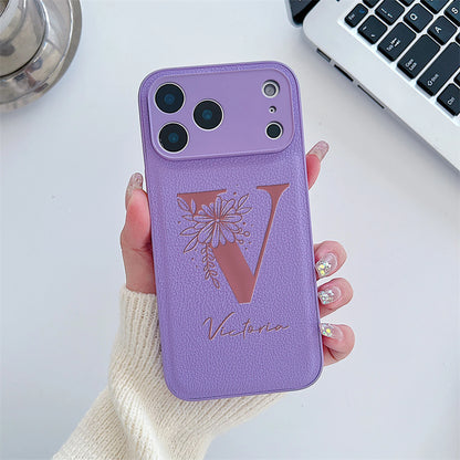 Initial Custom Big Letter with Flowers iPhone Case