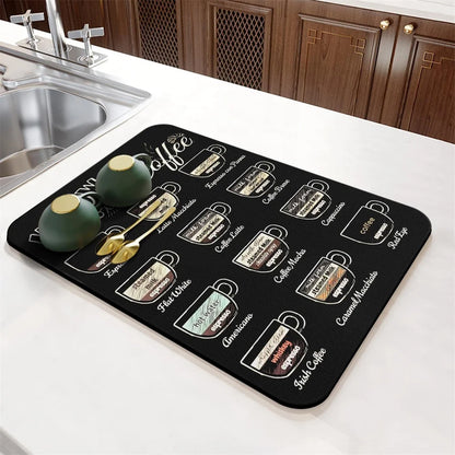 Coffee Cup Drying Cartoon Non-slip Drain Mat