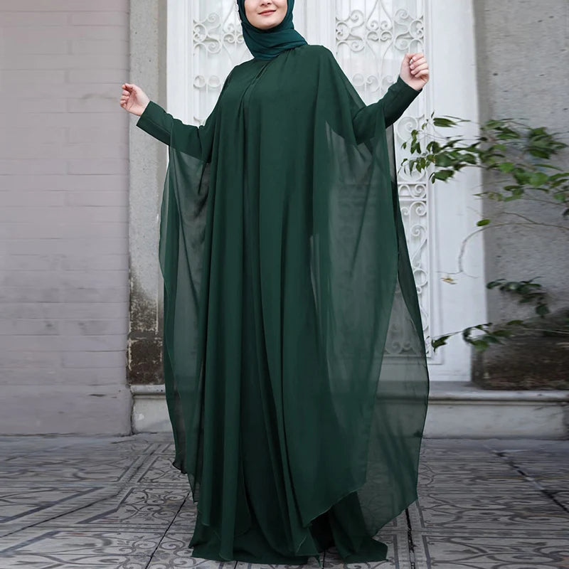 عبايات شيفون بأكمام طويلة للمسلمات