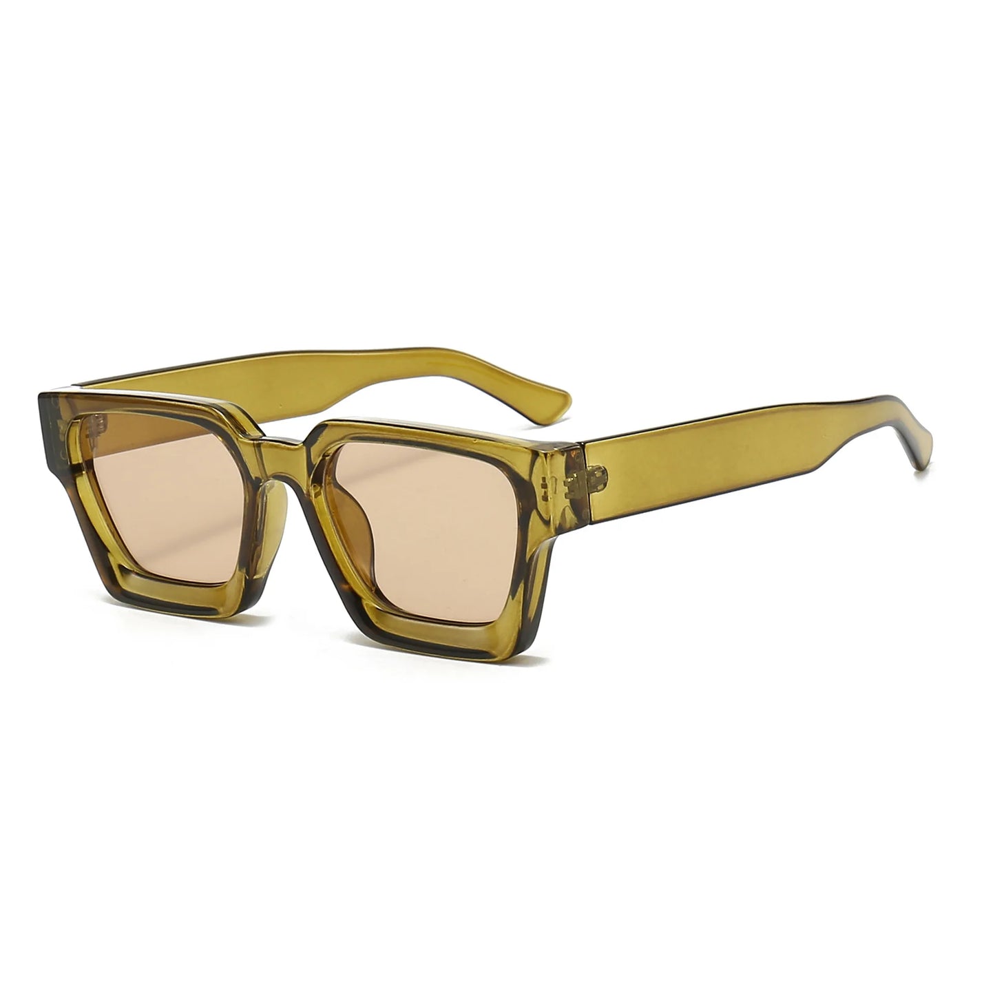 Square Luxury Retro Green Brand Designer Sun Glasses