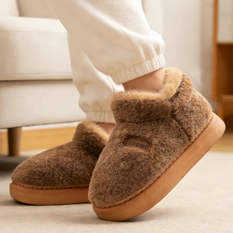 Platform Plush Winter Warm Fluffy Fuzzy Snow Indoor Boots