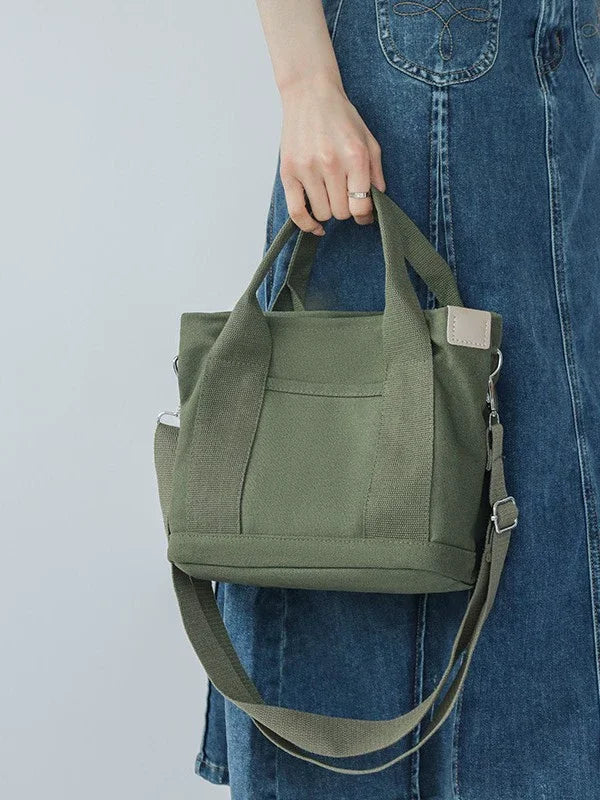 Casual Canvas Crossbody Adjustable Strap Tote Multiple Bag