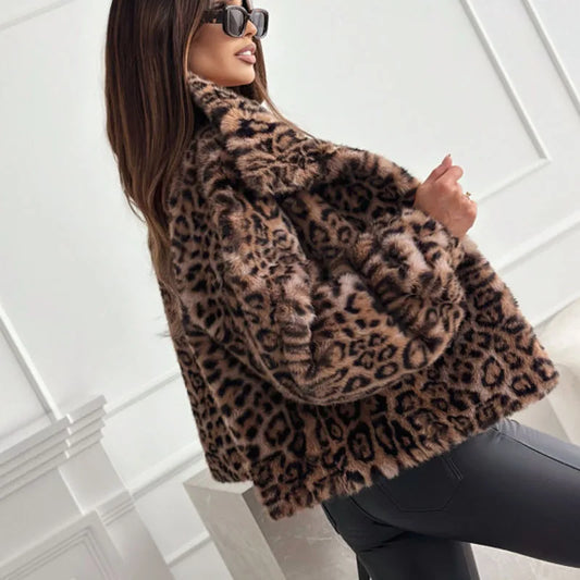 Casual Loose Leopard Coats Jackets