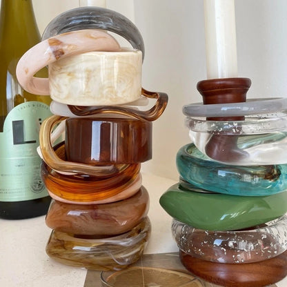 Geometry Wide-edge Dark Grain Bracelets