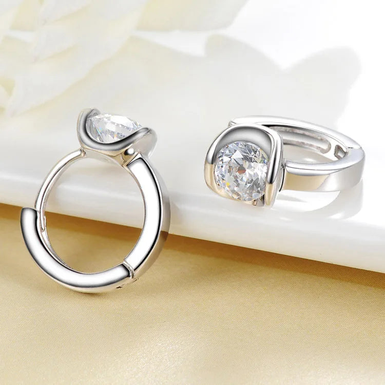 925 Sterling Silver Zircon Buckle Earrings