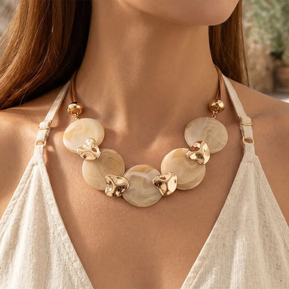 Bohemian Statement Acrylic Circular Pendants Necklace
