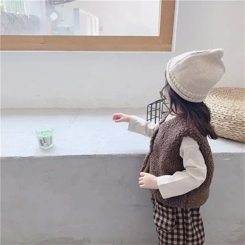 Autumn Winter Baby Plus Velvet Waistcoat Teddy Hair Coat