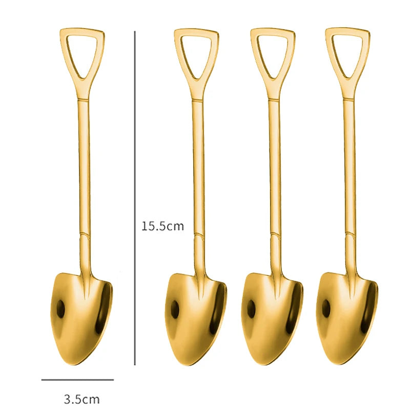 4pcs Stainless Steel Shovel & Point Spoons Set